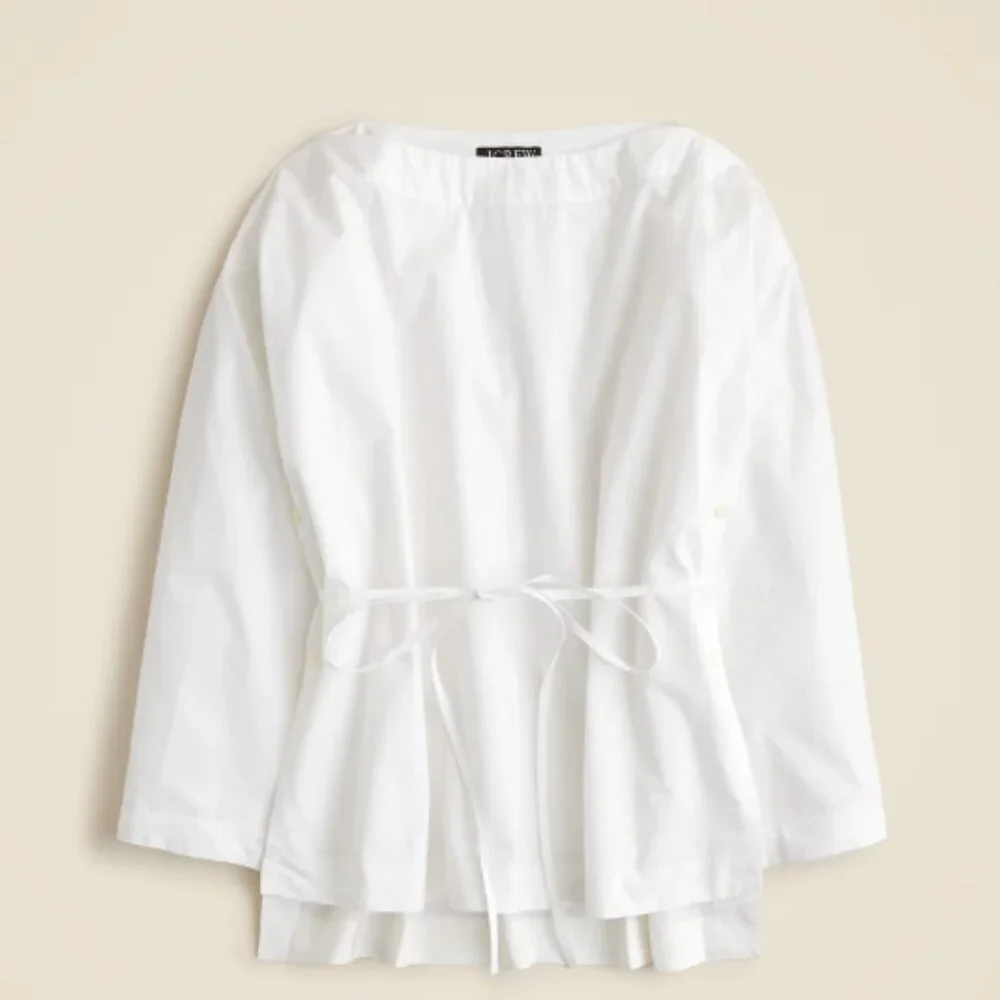 J.Crew White Cotton Poplin Boatneck Ciel Top Size XS NWT - Picture 2 of 11